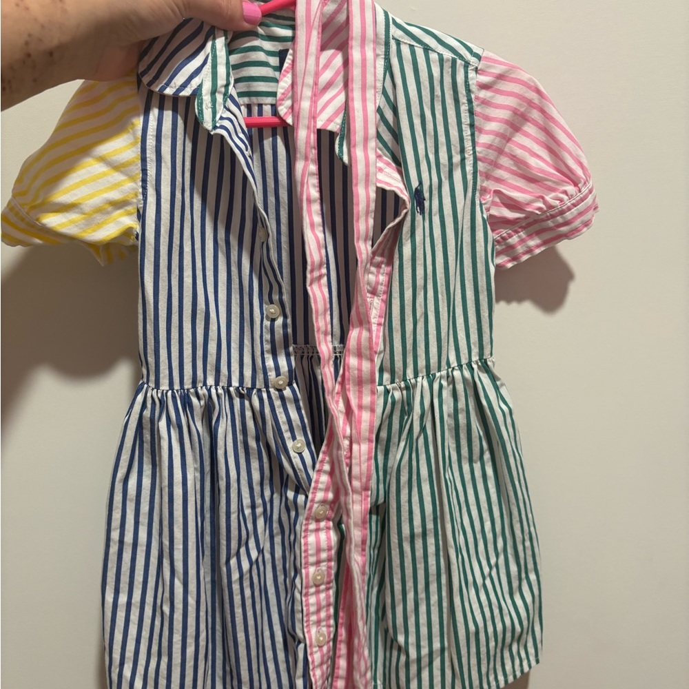 Polo by Ralph Lauren Striped Kids Dress in Blue, Green, Pink, Yellow 2T